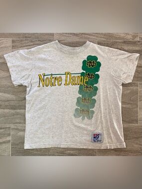 VTG 1980s The Game Notre Dame Gray Tee Fighting Irish Graphic Flawed